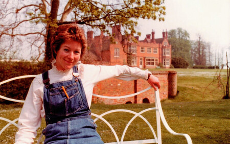 Photo of Rebecca's mother in front of Bourn Hall