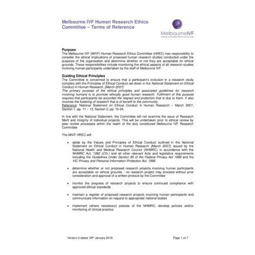 HREC terms of reference