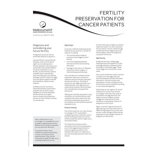 Fertility preservation for cancer patients