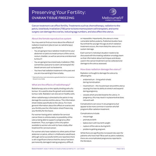 Patient FAQ: Radiotherapy and Fertility
