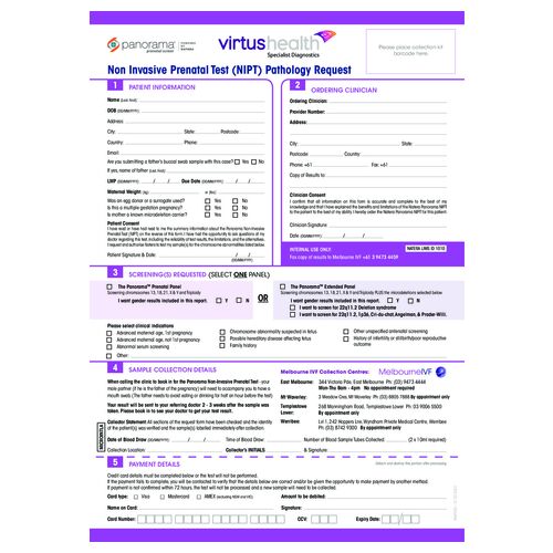 Panorama test - Pathology request form