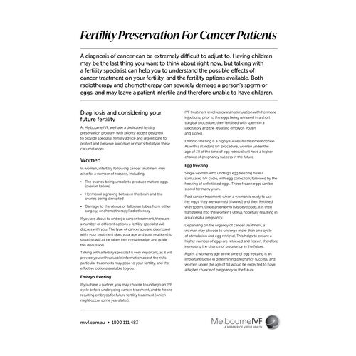 Fertility Preservation for Cancer Patients