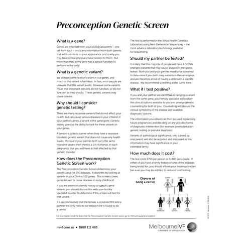 Preconception Genetic Screen